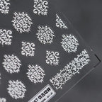 Elegant 5D White Damask Nail Stickers | Baroque Art for Bridal & Wedding Nails TS267