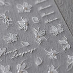 Elegant 5D White Floral Pearl Nail Stickers | Perfect for Bridal & Wedding Art TL105