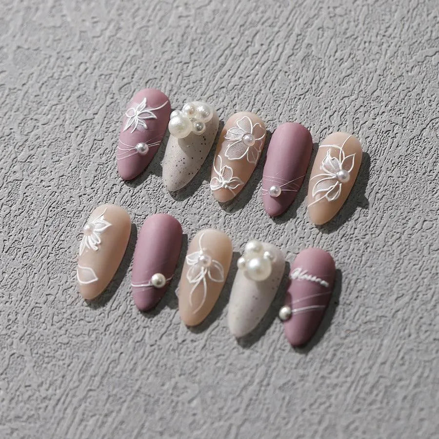 Elegant 5D White Floral Pearl Nail Stickers | Perfect for Bridal & Wedding Art TL105
