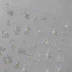 Elegant 5D White Floral Pearl Nail Stickers | Perfect for Bridal & Wedding Art TL105