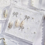 Elegant Bow Rhinestone Nail Stickers – Pre-Arranged Self-Adhesive Nail Gems MD020