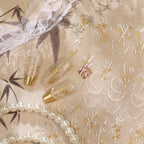 Elegant Gold Bamboo 3D Nail Stickers - Chinoiserie Decals 1477