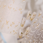 Elegant Gold Bamboo 3D Nail Stickers - Chinoiserie Decals 1477