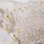 Elegant Gold Bamboo 3D Nail Stickers - Chinoiserie Decals 1477