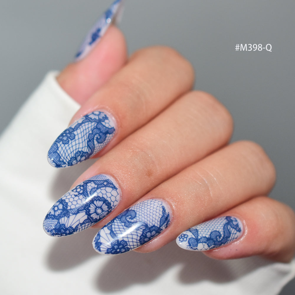 Elegant Lace Nail Foil Collection - White & Black Floral Wedding Art Decals