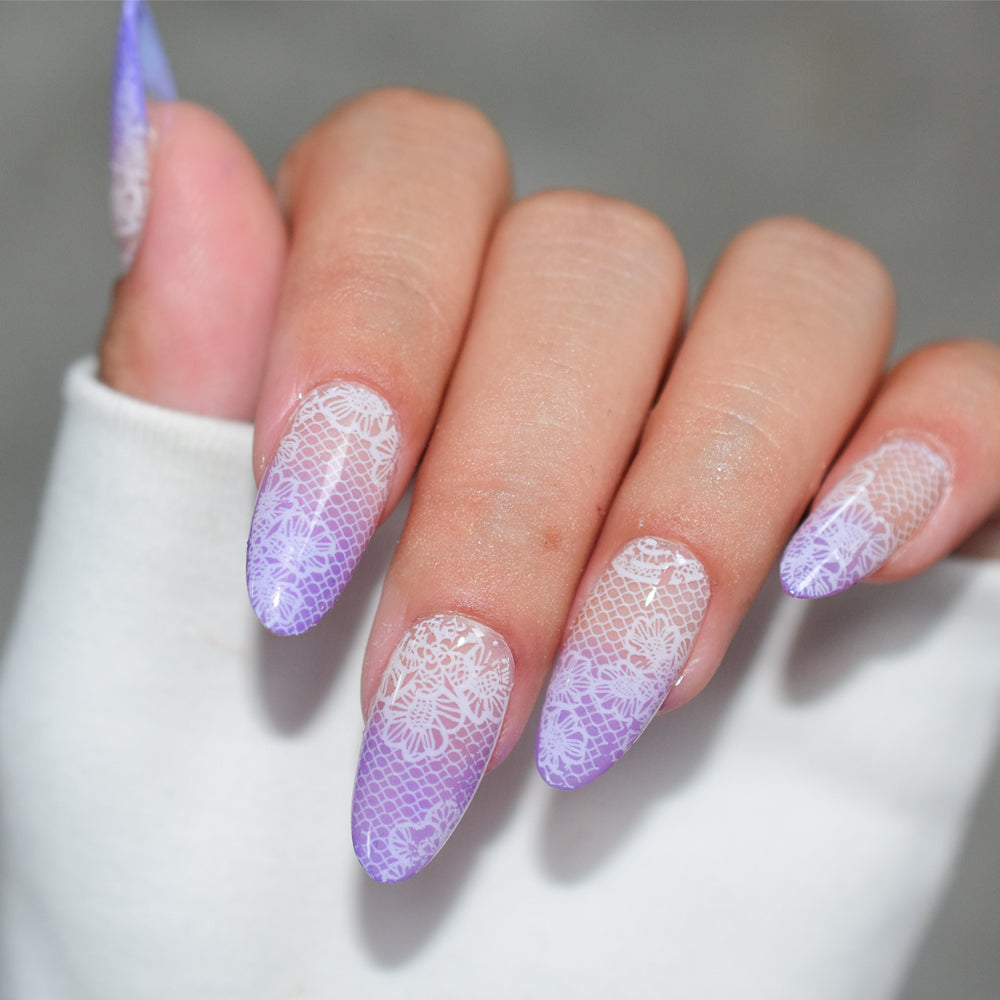 Elegant Lace Nail Foil Set - White & Black Floral Wedding Art Decals