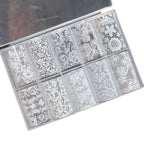 Elegant Lace Nail Foil Set - White & Black Floral Wedding Art Decals
