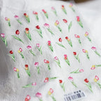Elegant Watercolor Tulip Nail Stickers | Red & Pink Spring Floral Nail Art Decals TS627