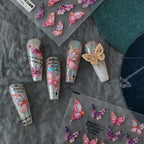 Embossed Butterfly Nail Art Stickers Pink Butterfly Adhesive Sticker Decals TS2027