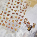Embossed Fall Maple Leaf Nail Stickers - Thanksgiving Nail Art Decals 