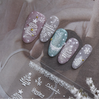 Embossed White Christmas Nail Stickers - Snowflake & Tree Design
