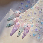 Embroidered Butterfly Flower Nail Art Stickers Adhesive Embossed Floral Sticker Decals 