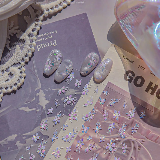 Ethereal Bloom 5D Nail Stickers | Holographic