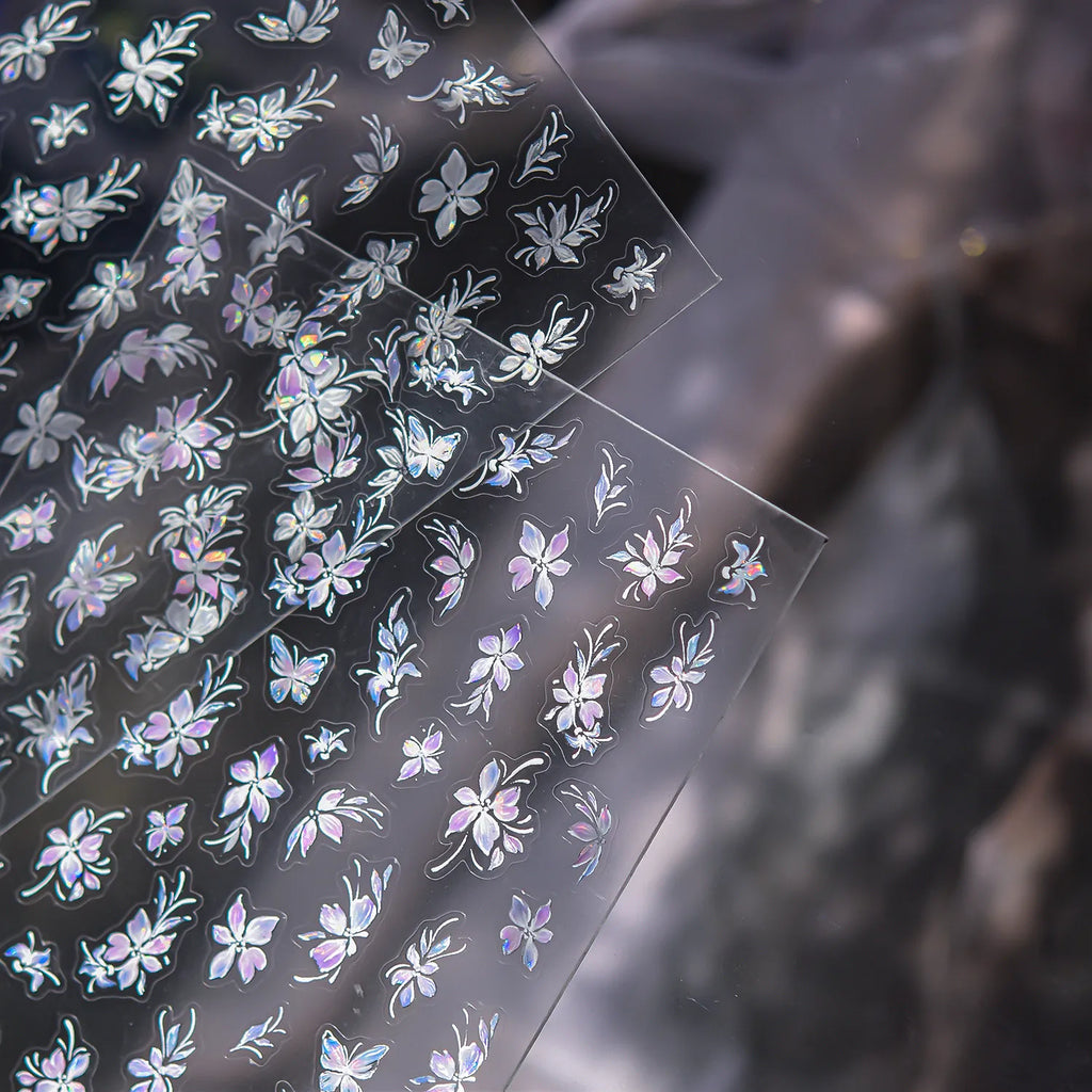 Ethereal Bloom 5D Nail Stickers | Holographic Floral Leaf Decals 5210