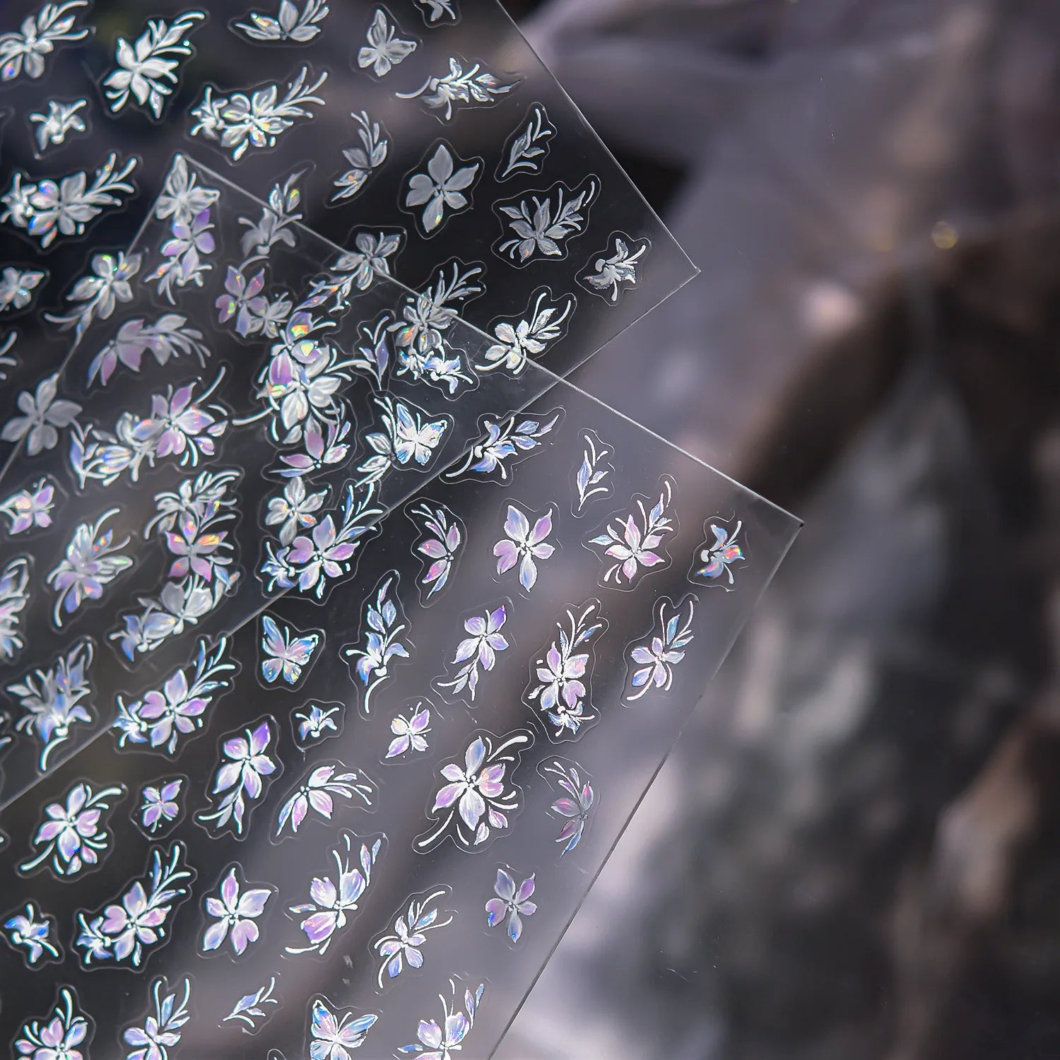 Ethereal Bloom 5D Nail Stickers | Holographic Floral Leaf Decals 5210