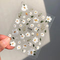 Floral Nail Art Stickers White Flower Adhesive Sticker Nail Decals FS023 embossed