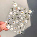 Floral Nail Art Stickers White Flower Adhesive Sticker Nail Decals FS023 embossed