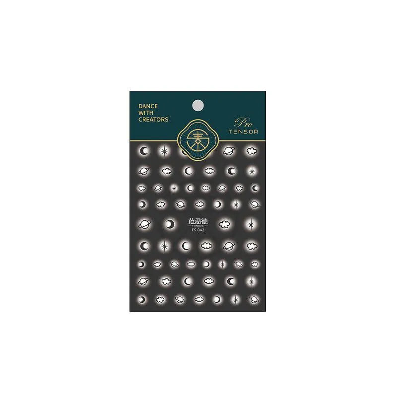 Nail Art Stickers Adhesive Slider Stars Moon Sticker Decals FS042