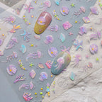 Fairy Ocean 5D Nail Stickers – Dreamy Jellyfish, Shells & Magic Charms