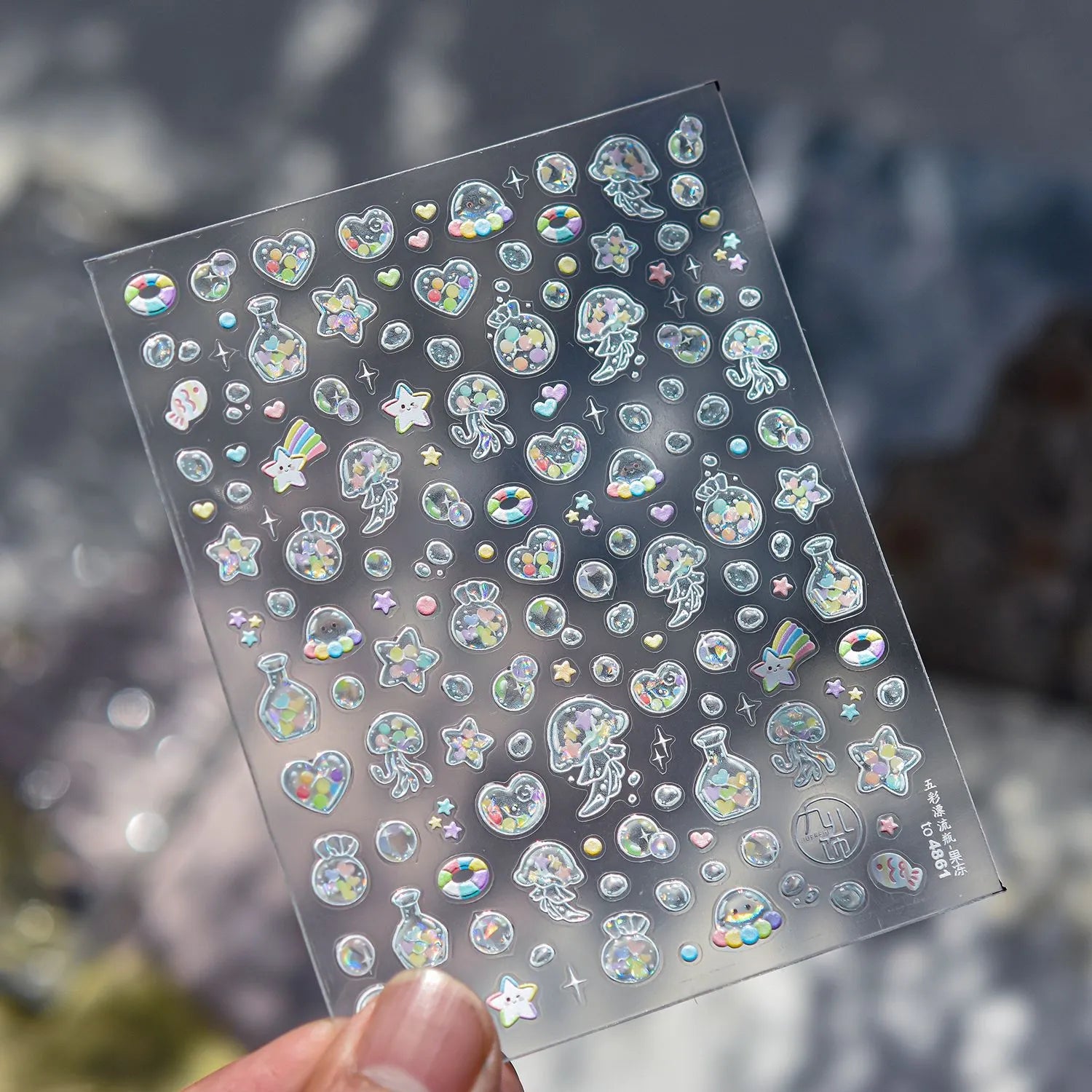 Fairy Ocean 5D Nail Stickers – Dreamy Jellyfish, Shells & Magic Charms