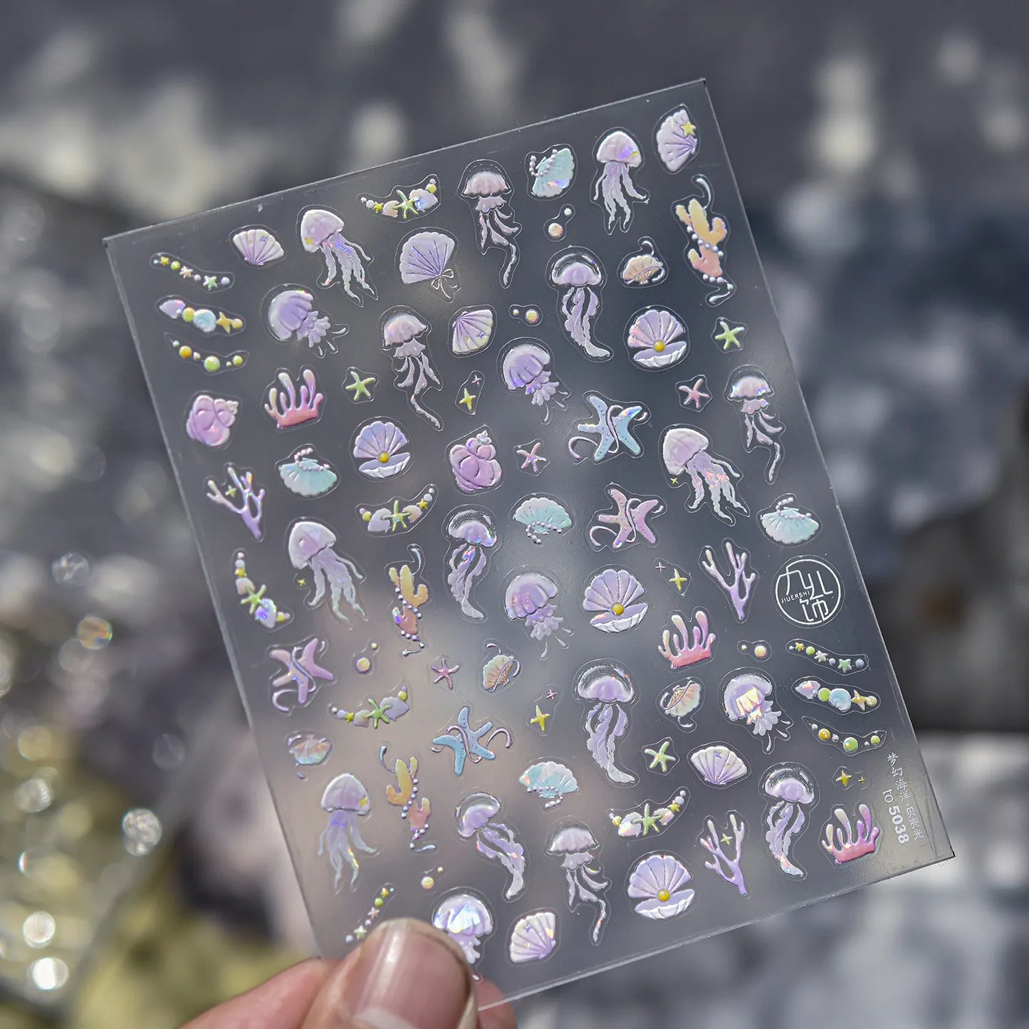 Fairy Ocean 5D Nail Stickers – Dreamy Jellyfish, Shells & Magic Charms