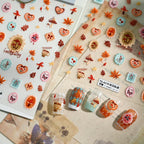 Fall Mushroom Maple Leaf Nail Stickers - Vintage Autumn Decals for Thanksgiving 4178