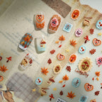 Fall Mushroom Maple Leaf Nail Stickers - Vintage Autumn Decals for Thanksgiving 4178