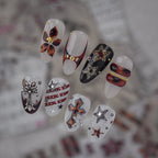 Fall Tortoiseshell Nail Stickers - Y2K Cross & Leopard Print Decals 6057