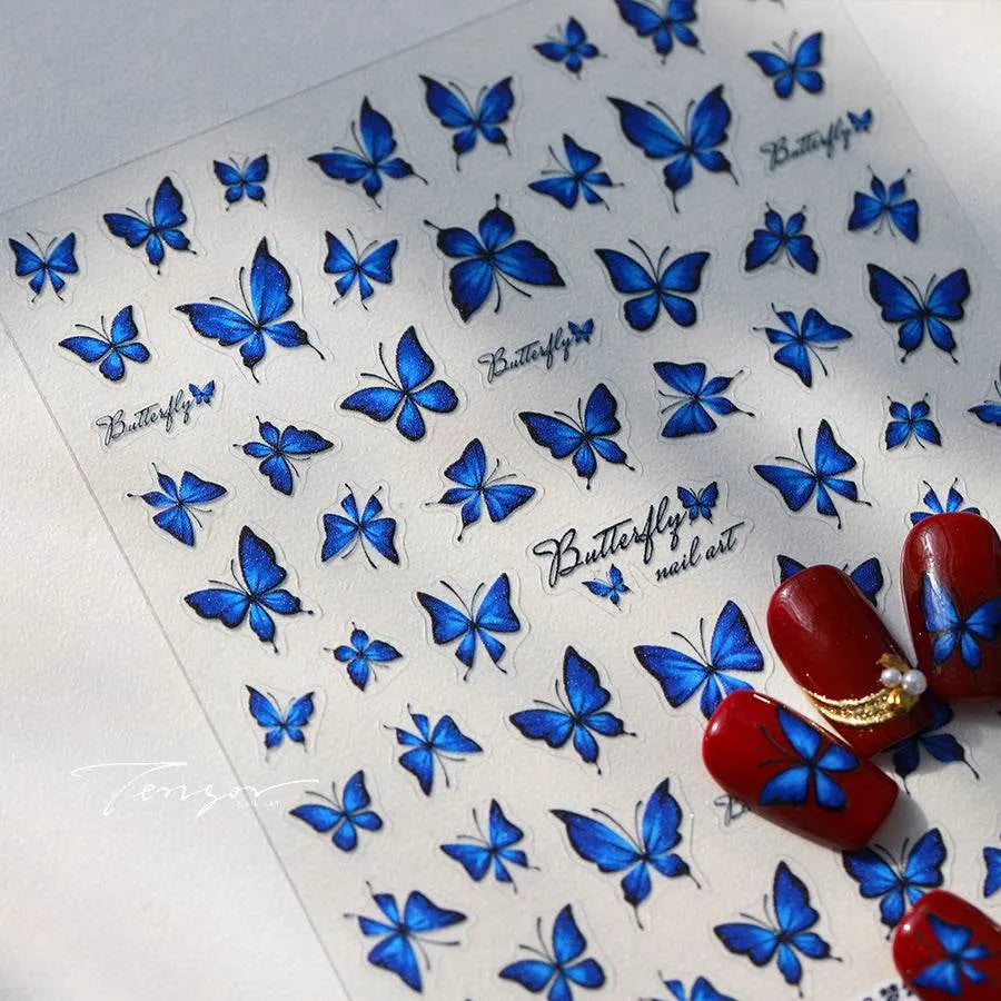 Fantasy Blue Butterfly Nail Art Stickers Adhesive Sticker Decals TS3982