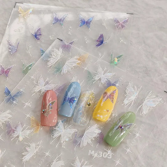 Fantasy Butterfly Nail Art Stickers 3D Adhesive Butterfly Wing Sticker Decals M285