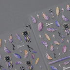 Fantasy Feather Nail Art Stickers Adhesive Slider Embossed Dream Catcher Sticker Decals