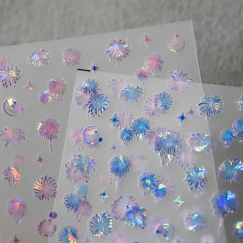 Fantasy Fireworks Nail Art Stickers Adhesive Embossed Fireworks Sticker Decals 