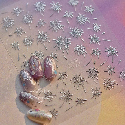 Firework Nail Art Stickers Adhesive Happy New Year Fireworks Embossed Sticker Decals MS465
