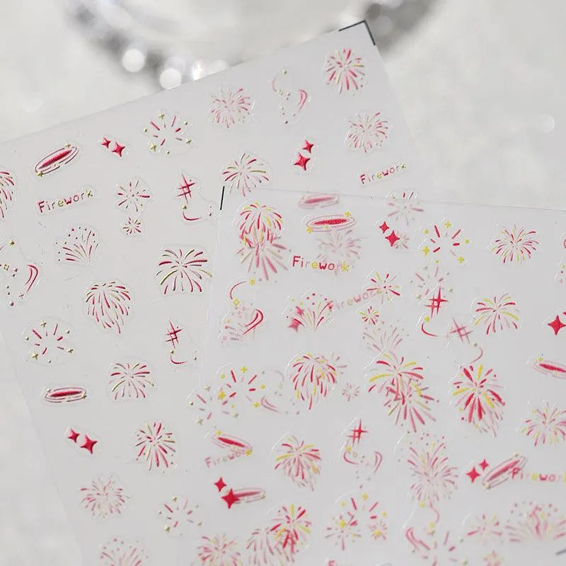 Fireworks Nail Art Stickers Adhesive Slider Firework Xmas Sticker Decals TS3465