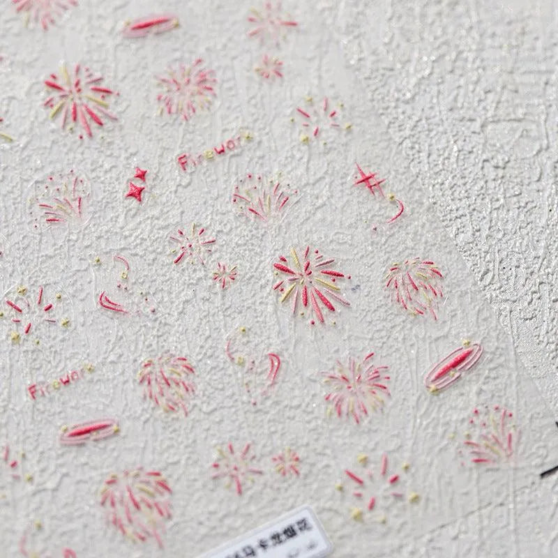 Fireworks Nail Art Stickers Adhesive Slider Firework Xmas Sticker Decals TS3465