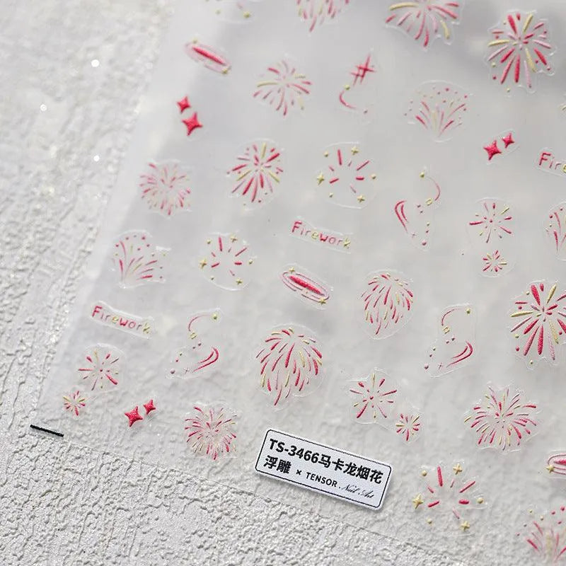 Fireworks Nail Art Stickers Adhesive Slider Firework Xmas Sticker Decals TS3465