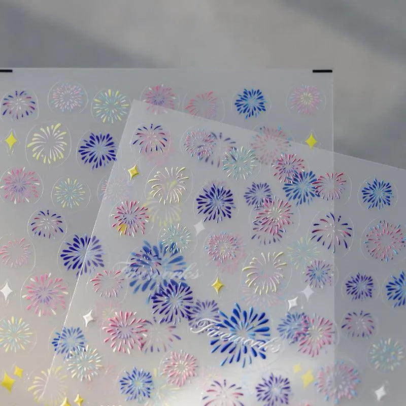 Fireworks Nail Art Stickers Sparks Firework Adhesive Sticker Nail Decals For New Year TS3467