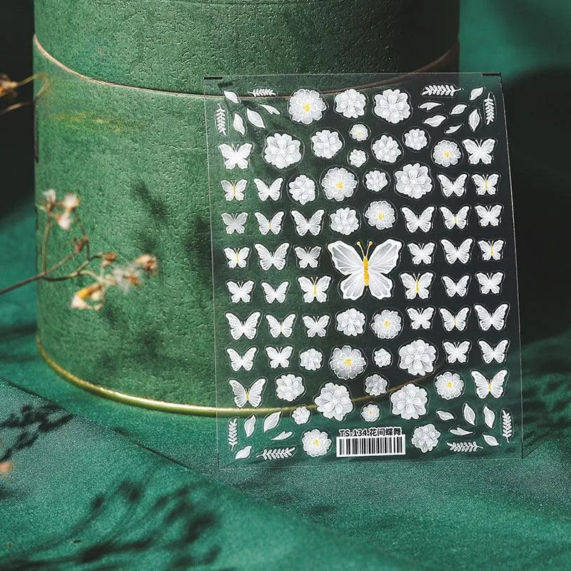 Floral Nail Art Stickers Adhesive Butterfly Flower Sticker Decals TS134