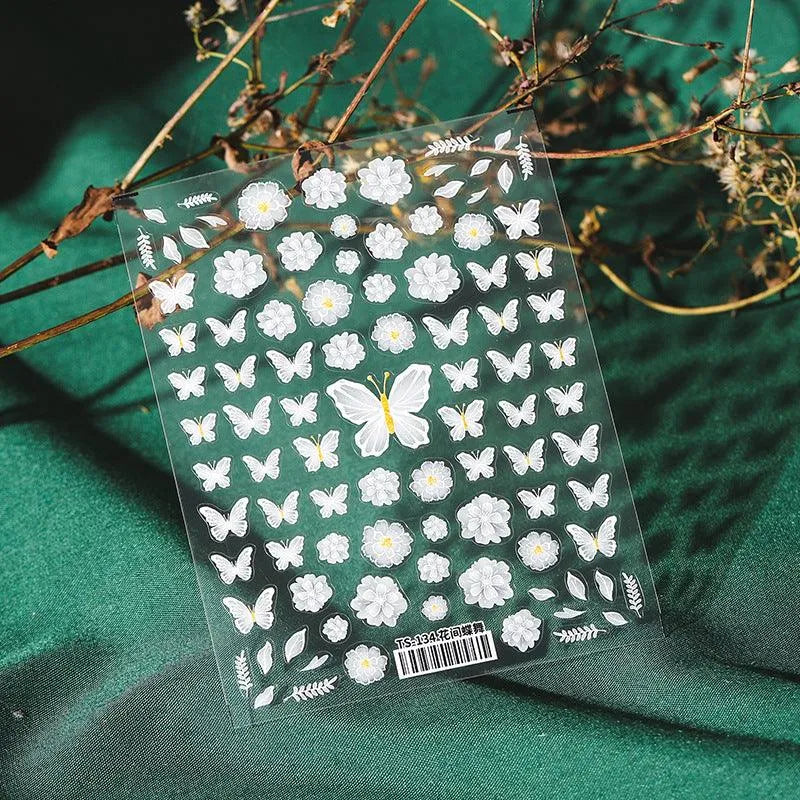 Floral Nail Art Stickers Adhesive Butterfly Flower Sticker Decals TS134