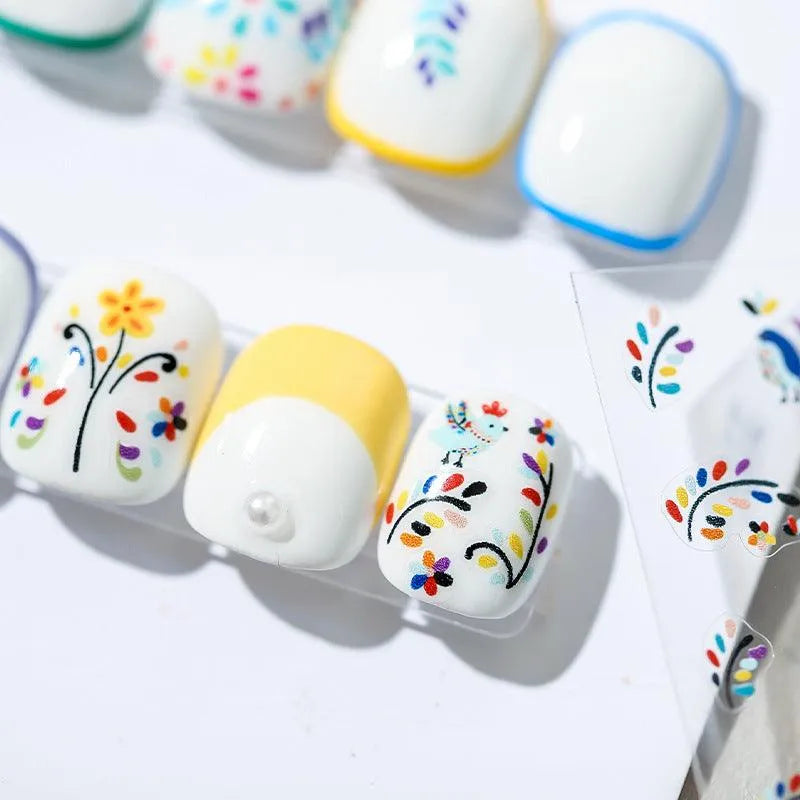 Floral Nail Art Stickers Adhesive Flower Vines Sticker Decals KX206