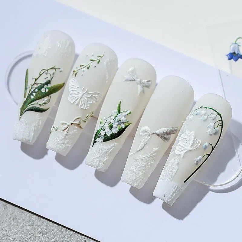 Floral Nail Art Stickers Adhesive Lily Flower Sticker Decals 