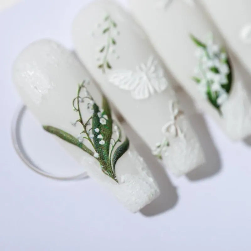 Floral Nail Art Stickers Adhesive Lily Flower Sticker Decals 