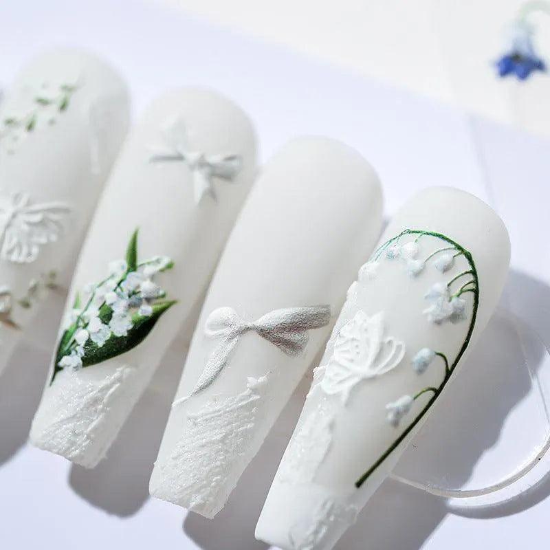 Floral Nail Art Stickers Adhesive Lily Flower Sticker Decals 