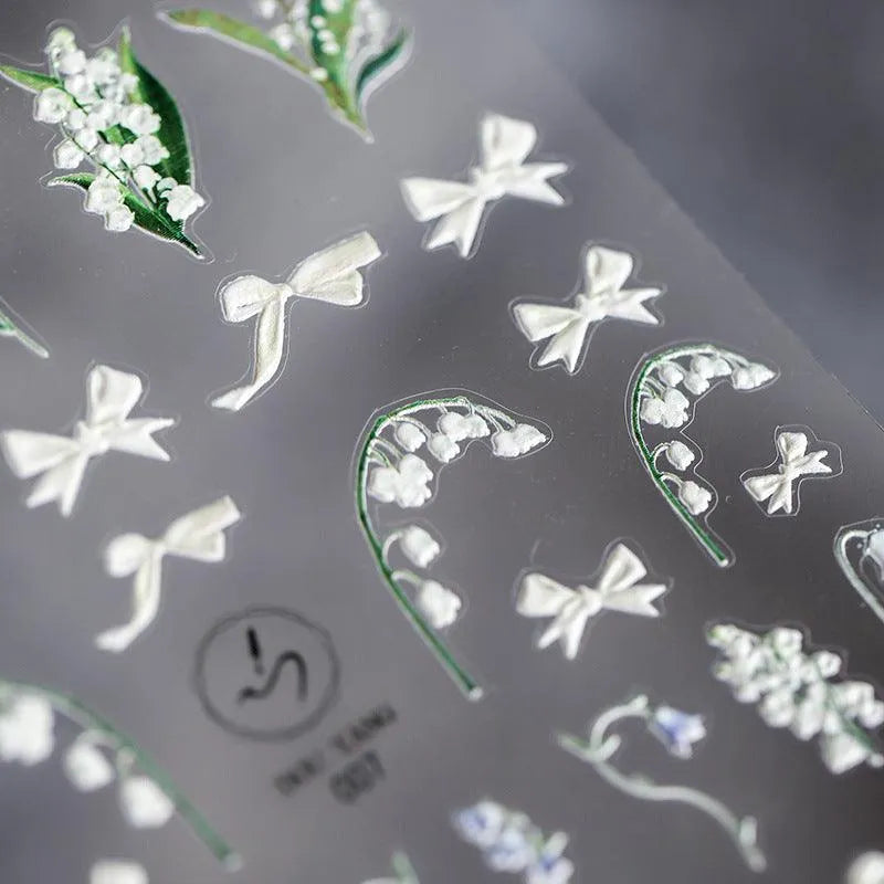 Floral Nail Art Stickers Adhesive Lily Flower Sticker Decals 