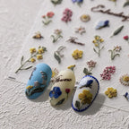 Floral Nail Art Stickers Adhesive Slider Dried Flower Leaf Sticker Decals TS3581