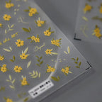 Floral Nail Art Stickers Adhesive Slider Embossed Yellow Flower Sticker Decals 