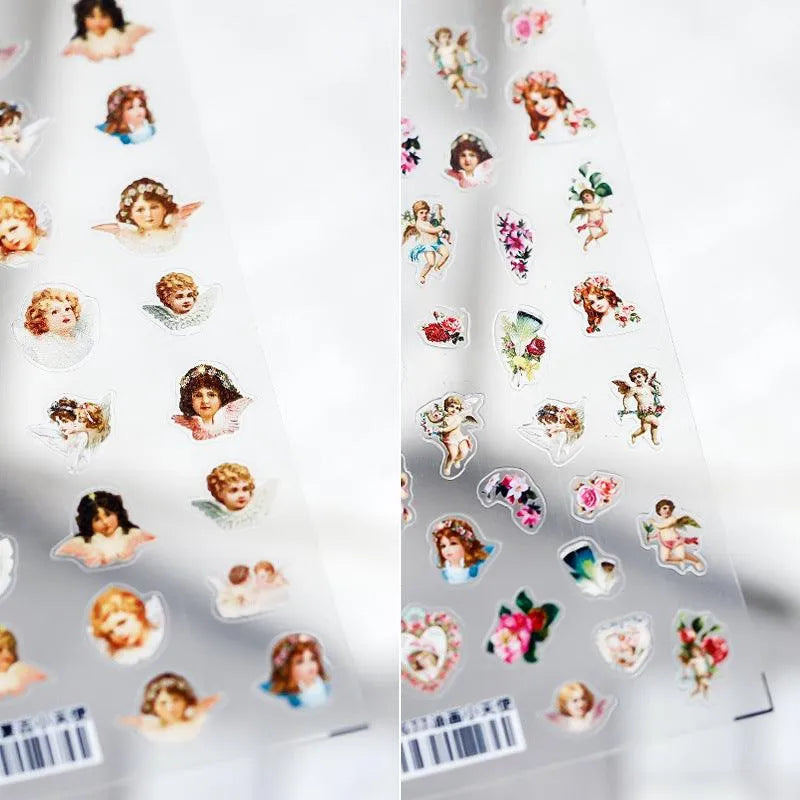 Floral Nail Art Stickers Adhesives Vintage Angel Sticker Decals 