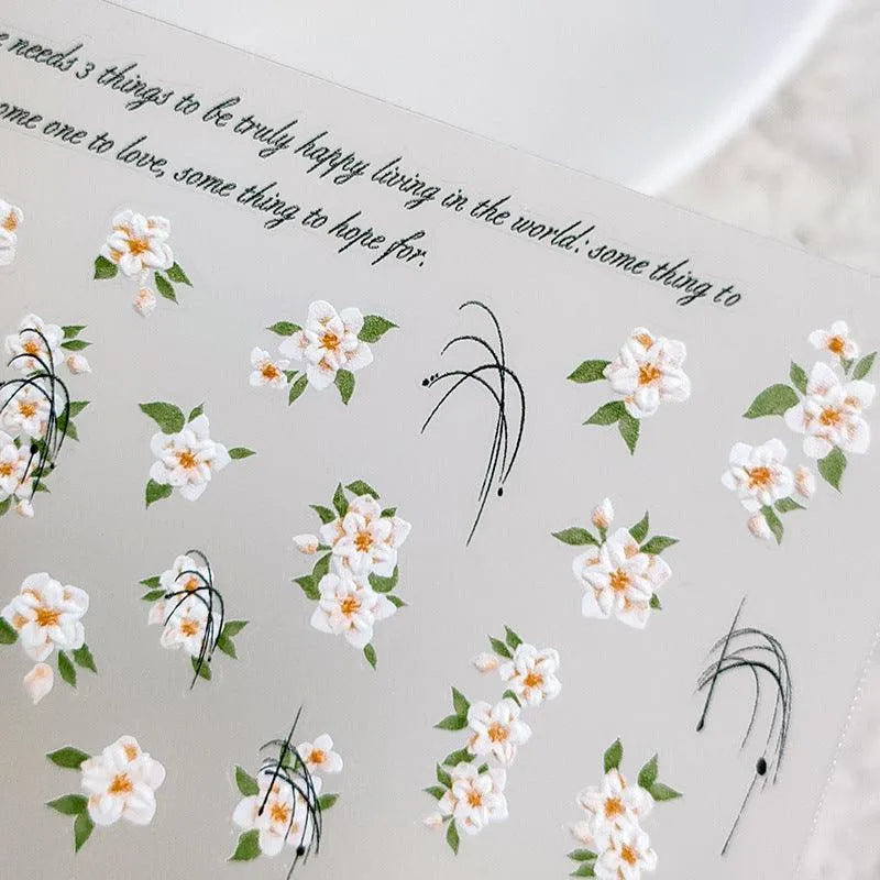 Floral Nail Art Stickers Flower Leaf Adhesive Slider Sticker Decals TS3242