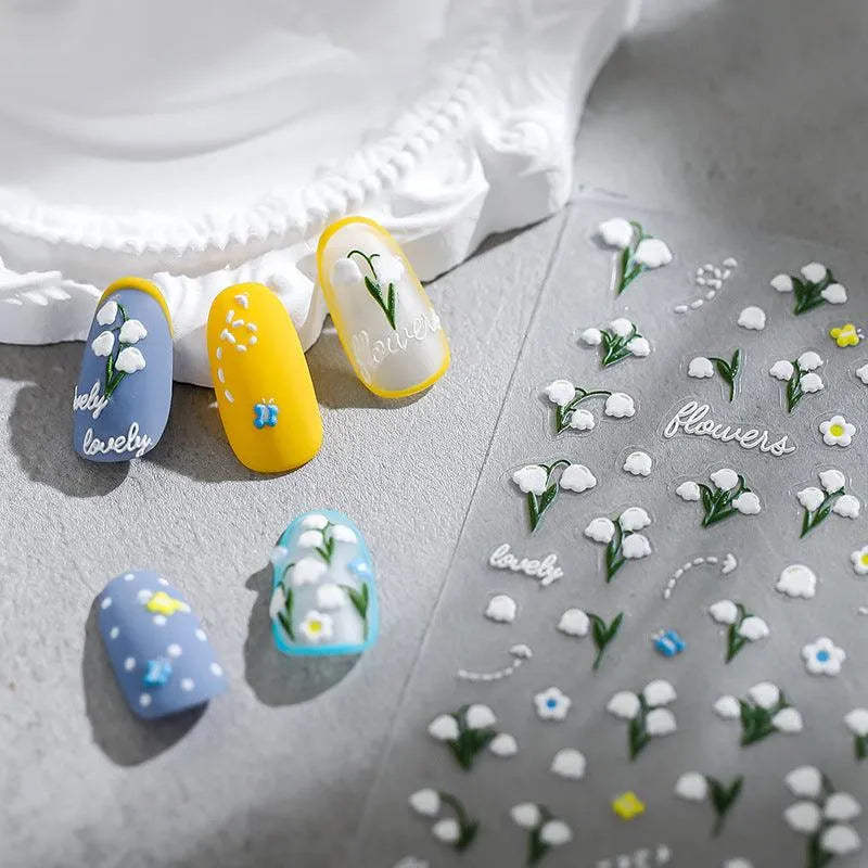 Floral Nail Art Stickers Slider Convallaria Majalis Adhesive Sticker Decals TS1686