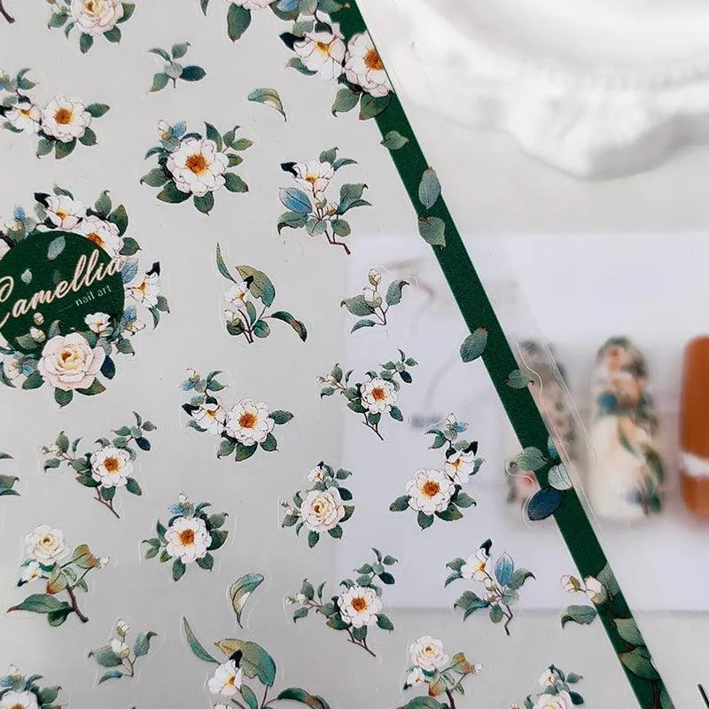 Floral Nail Art Stickers Spring Flowers Leaf 3D Adhesive Sticker Decals KX291